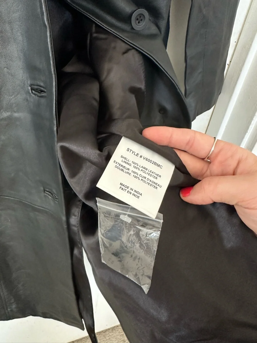 NWOT Badgley Mischka Black Leather Trench w/Belt Womens S - Picture 5 of 8